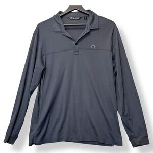 Travis Mathew Long Sleeve Golf Polo Shirt Mens Large Grey Performance Breathable